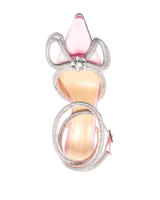 MACH & MACH Crystal Bow Satin Pumps Pink