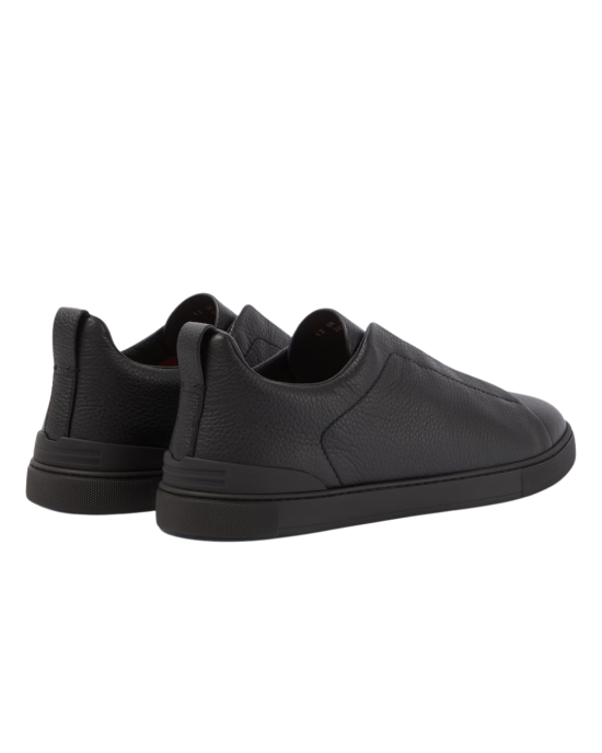 Zegna Triple Stitch Sneakers din Piele Neagră