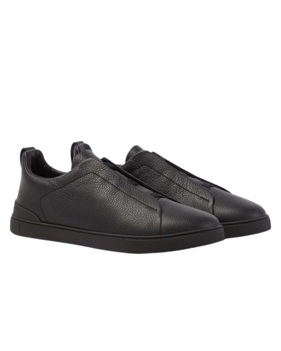 Zegna Triple Stitch Sneakers din Piele Neagră