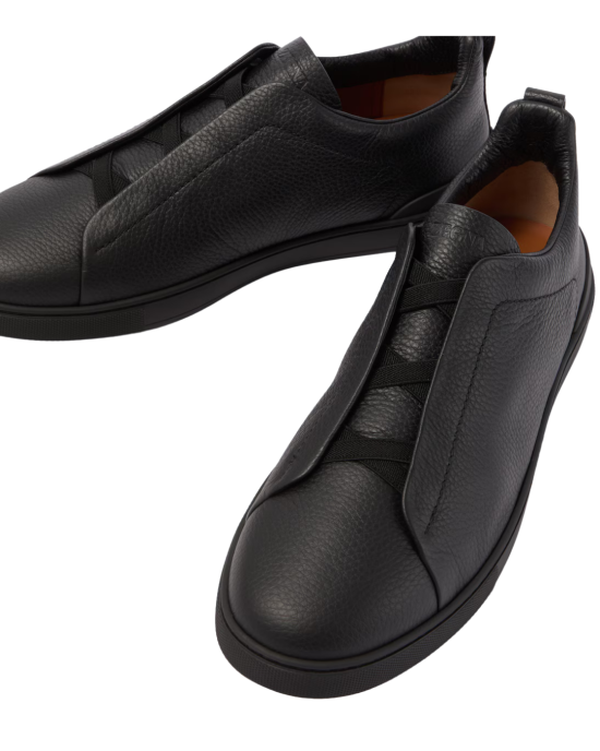 Zegna Triple Stitch Sneakers din Piele Neagră