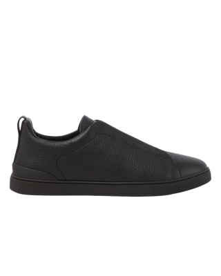 Zegna Triple Stitch Sneakers din Piele Neagră