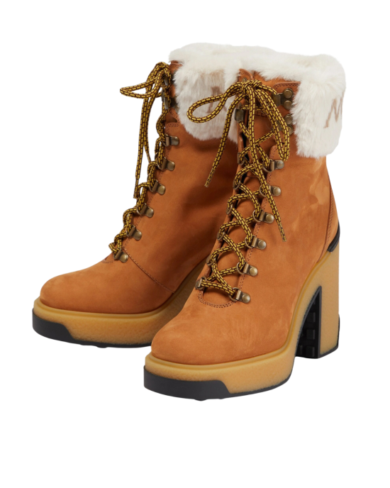 Moncler Ghete din piele întoarsă cu garnitură din blană