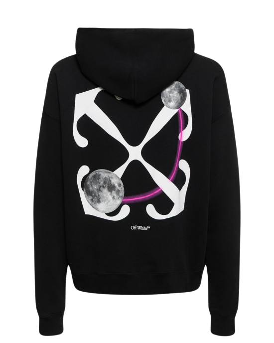 Off-White Double Moon Arrow Skate hanorac negru cu imprimeu