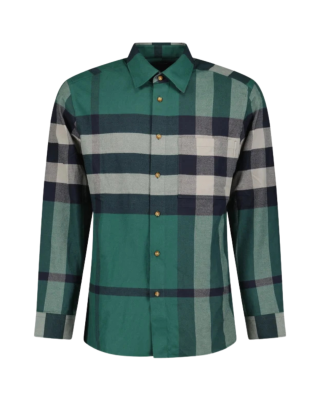 Burberry Cămașă în Carouri Claverdon Verde Închis