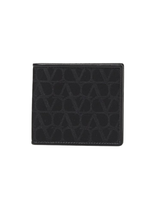 Valentino Garavani portofel negru Toile Iconographe din piele și jacquard