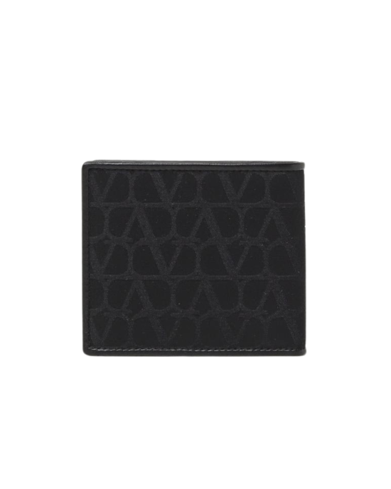 Valentino Garavani portofel negru Toile Iconographe din piele și jacquard