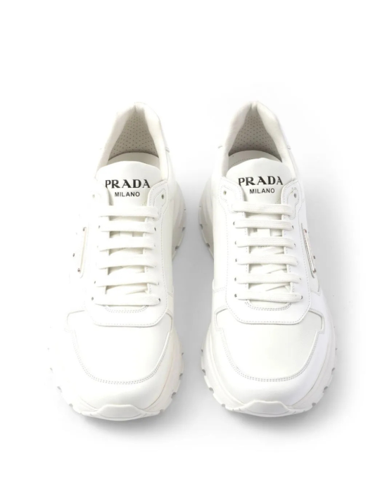 Prada Sneakers din nylon și piele albă