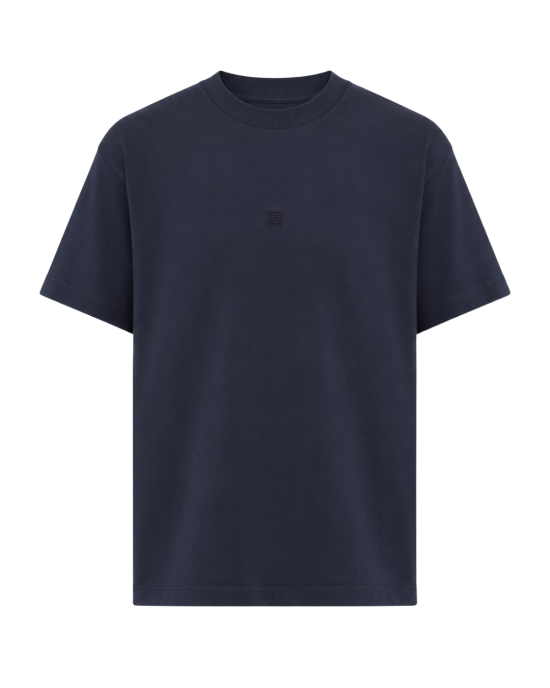 Givenchy Tricou Bleumarin din Bumbac cu Logo 4G Brodat