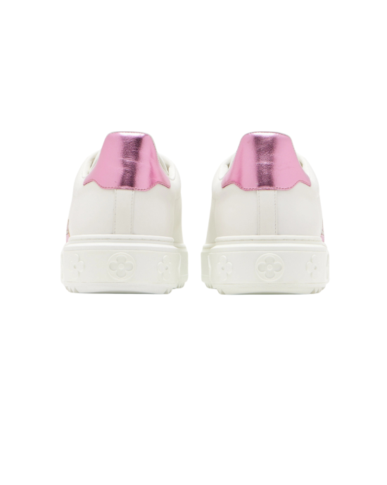 Louis Vuitton Sneakers din piele albă cu accente roz metalizat