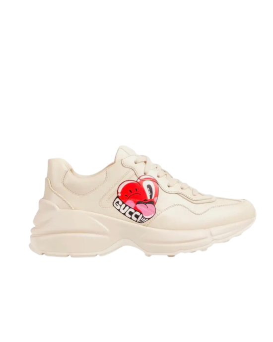 Gucci Rhyton Sneakers din piele cu imprimeu „Cherry” – Ivory