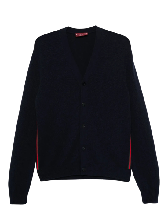 Gucci cardigan bleumarin din cașmir cu detaliu Web