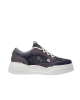 Fendi Force Sneakers din denim multicolor și piele întoarsă gri