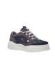 Fendi Force Sneakers din denim multicolor și piele întoarsă gri