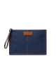 Fendi Pouch Mediu din Denim Albastru Închis cu Logo Embossed