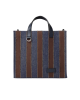 Fendi Mini Shopper din Denim cu Motiv Pequin, Bleumarin și Maro