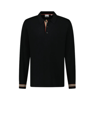 Burberry Pulover tip polo negru cu detaliu Icon Stripe
