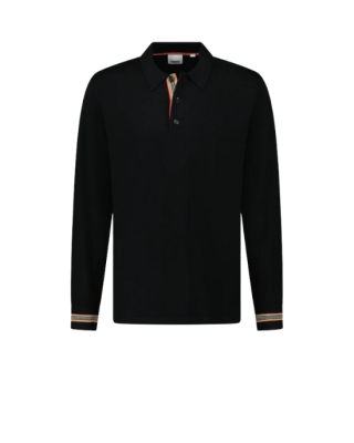 Burberry Pulover tip polo negru cu detaliu Icon Stripe