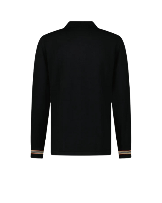 Burberry Pulover tip polo negru cu detaliu Icon Stripe