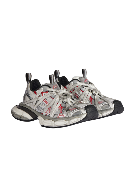 Balenciaga 3XL Slip-On Sneakers Silver cu Efect Worn-Out