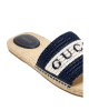 Papuci Gucci Logo din rafie croșetată bleumarin