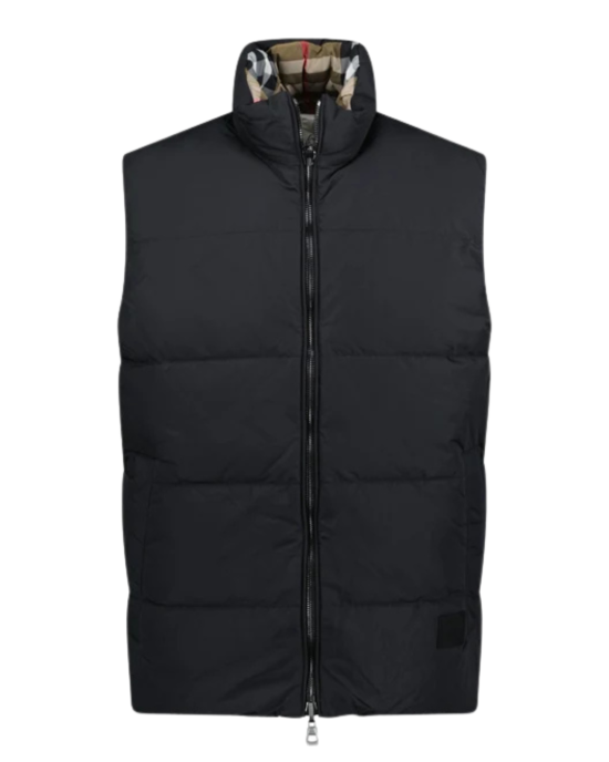 Burberry Lowick vestă reversibilă cu puf, negru / Burberry Check