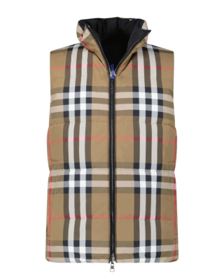 Burberry Lowick vestă reversibilă cu puf, negru / Burberry Check