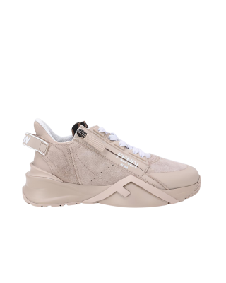 Fendi Flow Sneakers nude și albi cu detalii premium