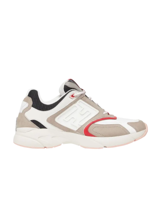 Fendi Flow Sneakers crem și albi cu accente roșii