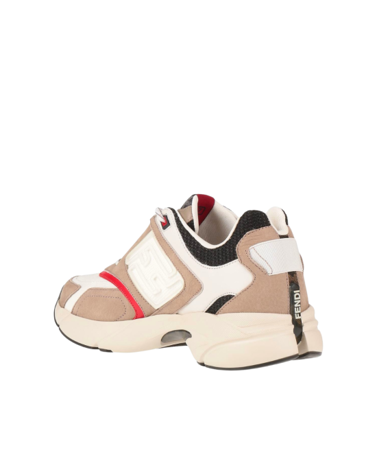 Fendi Flow Sneakers crem și albi cu accente roșii