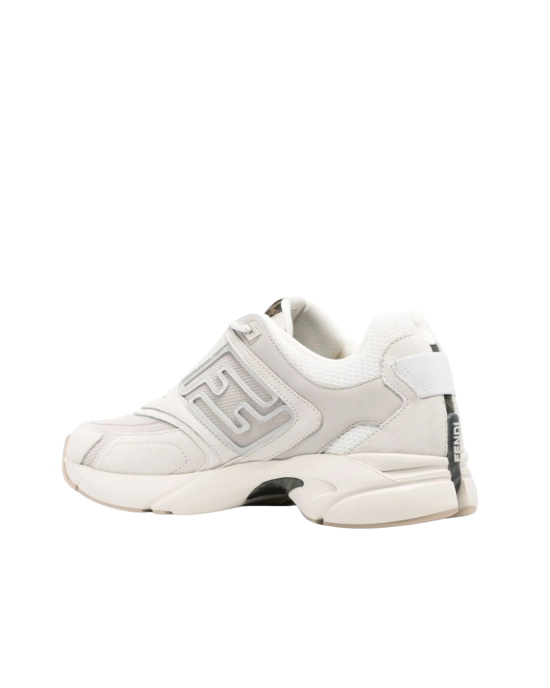 Fendi Flow Sneakers albi din piele și mesh