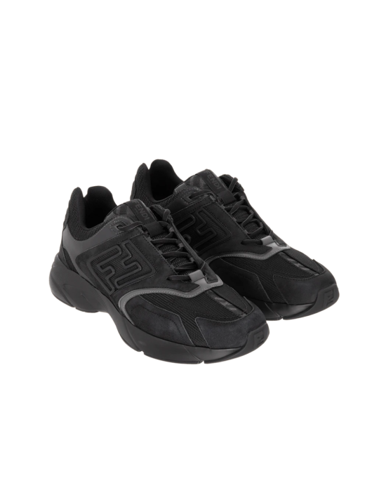 Fendi Flow Sneakers negri din piele și mesh
