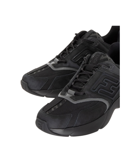 Fendi Flow Sneakers negri din piele și mesh