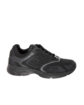 Fendi Flow Sneakers negri din piele și mesh