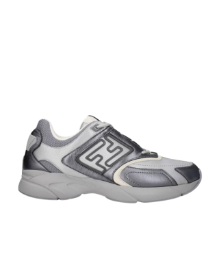 Fendi Flow Sneakers gri metalizat și alb