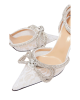MACH & MACH Crystal Bow Lace Pumps White