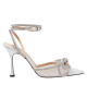 MACH & MACH Crystal Bow Lace Pumps White
