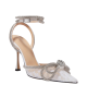 MACH & MACH Crystal Bow Lace Pumps White