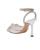 MACH & MACH Crystal Bow Lace Pumps White