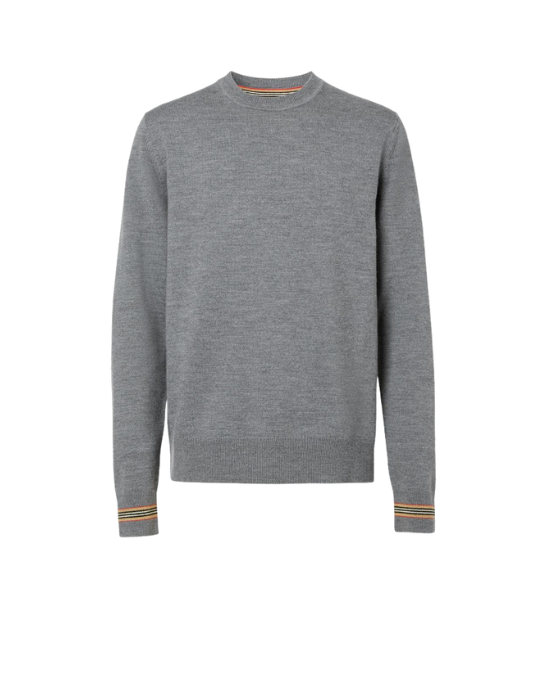 Burberry Pulover gri din lână cu icon stripe