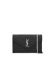 Saint Laurent Cassandre Envelope Chain Wallet din piele Grain de Poudre