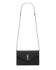 Saint Laurent Cassandre Envelope Chain Wallet din piele Grain de Poudre