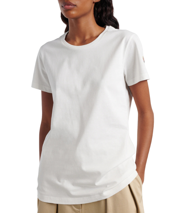 Moncler Tricou alb cu logo pe mânecă 