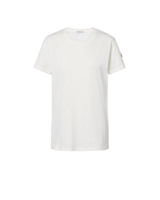 Moncler Tricou alb cu logo pe mânecă 