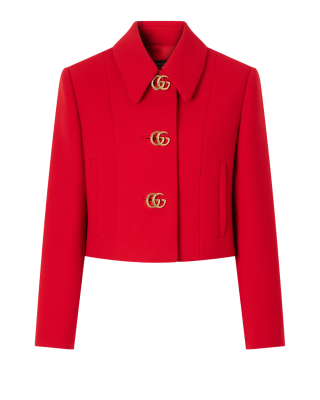 Gucci jachetă roșie din lână crêpe cu nasturi Double G