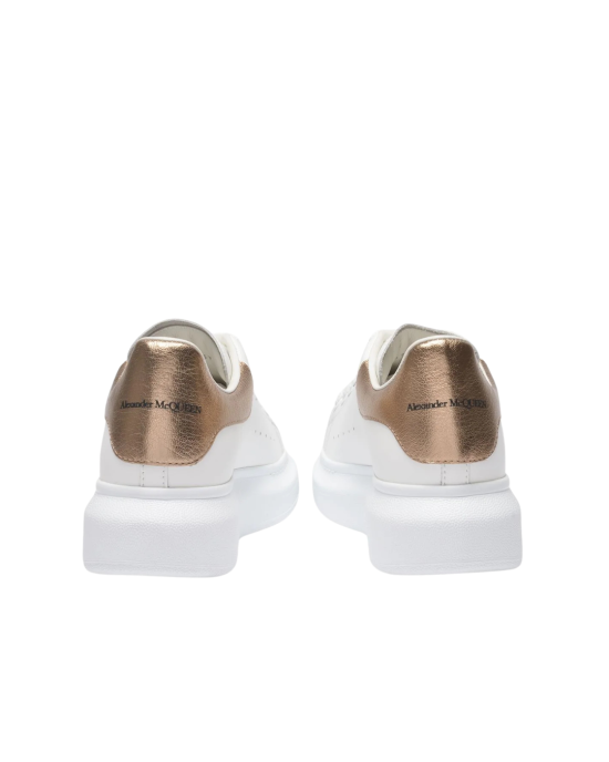 Alexander McQueen Oversized Sneakers din piele albă cu detalii rose gold