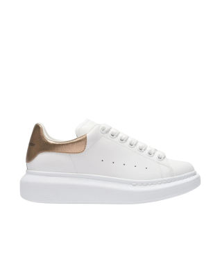 Alexander McQueen Oversized Sneakers din piele albă cu detalii rose gold
