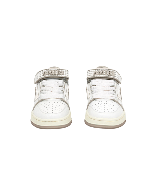 AMIRI Sneakers albi din piele cu velcro și talpă stratificată