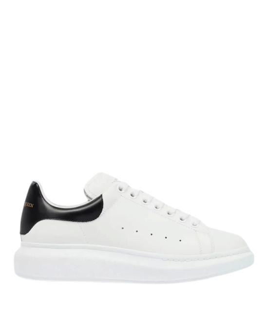Alexander McQueen Oversized Sneakers din piele albă cu detalii negre *