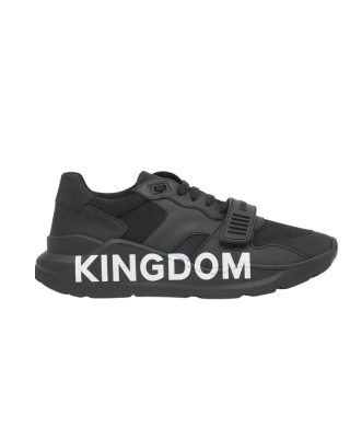 Sneakers Burberry Kingdom Print – piele neagră cu imprimeu regal