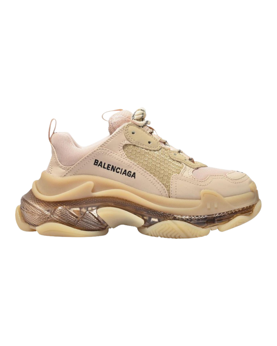 Balenciaga Sneakers Triple S Clear Sole – Nude Fabric / Piele